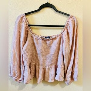 Pink Off the Shoulder Puff Sleeve Blouse
